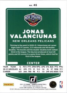 Jonas Valanciunas 2021 2022 Panini Donruss Green and Yellow Laser Series Mint Card #46