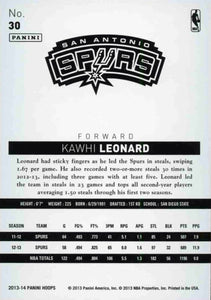 Kawhi Leonard 2013 2014 Panini Hoops Series Mint 2nd Year Card #30