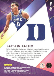 Jayson Tatum 2022 2023 Panini Chronicles Draft Picks Recon Series Mint Card #24