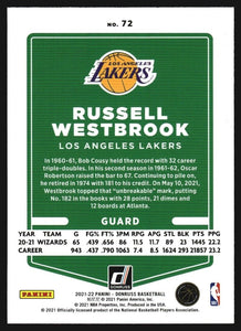 Russell Westbrook 2021 2022 Panini Donruss Orange Lazer Series Mint Card #72