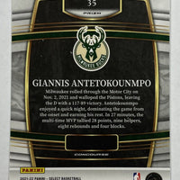 Giannis Antetokounmpo 2021 2022 Panini Select Concourse Blue Prizm Series Mint Card #35