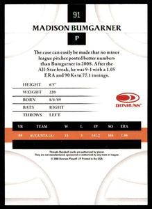 Madison Bumgarner 2008 Donruss Threads Series Mint ROOKIE Card #91