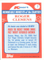 Roger Clemens 1988 Topps K-Mart Memorable Moments Series Mint Card #7
