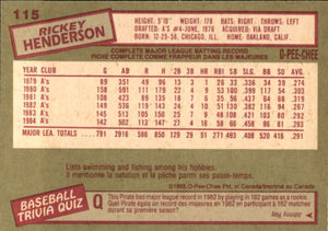 Rickey Henderson 1985 O-Pee-Chee Series Mint Card #115
