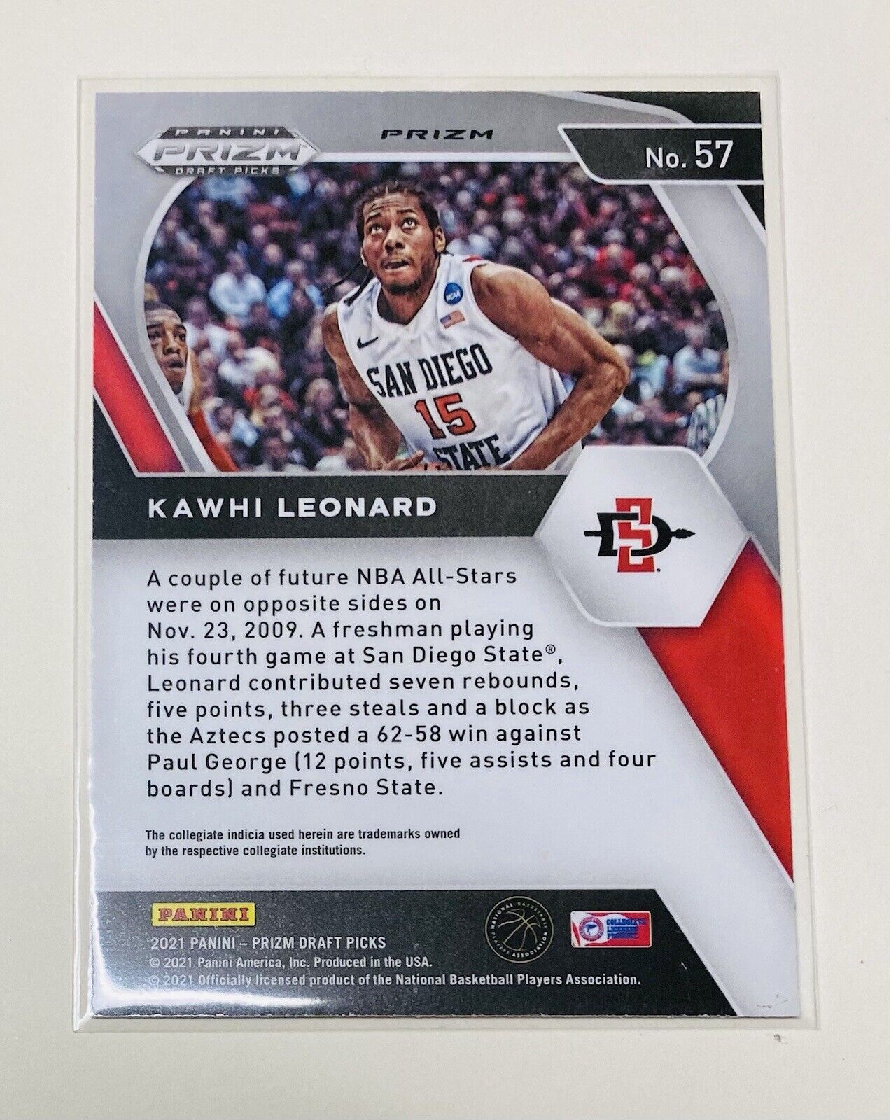 Kawhi Leonard 2021-22 Panini Prizm Draft Picks Red White Blue Prizm Series  Mint Card #57