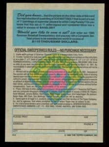 Don Mattingly 1990 Bowman Art Card Sweepstakes Series Mint Card