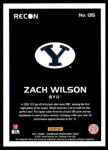 Zach Wilson 2021 Panini Chronicles Draft Picks Recon Series Mint ROOKIE Card #135