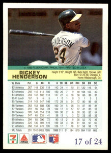 Rickey Henderson 1992 Fleer 7 Eleven/Citgo The Performer Series Mint Card #17