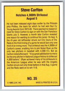 Steve Carlton 1986 Donruss Highlights Series Mint Card #35