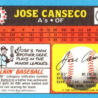 Jose Canseco 1988 Topps UK Mini Series Mint Card #10