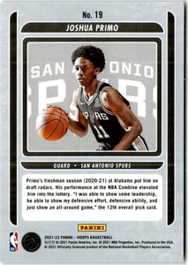 Joshua Primo 2021 2022 Panini NBA Hoops Class of 2021 Series Mint Card #19