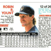 Robin Yount 1992 Donruss McDonald's MVP Series Mint Card #12