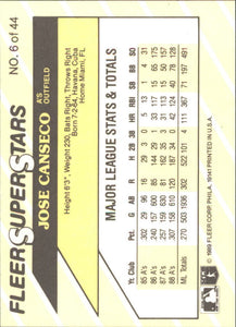 Jose Canseco 1989 Fleer SuperStars Series Mint Card #6