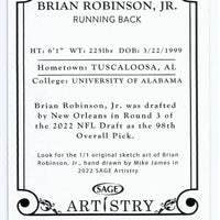 Brian Robinson Jr 2022 SAGE Artistry Portrait Series Mint Rookie Card #105