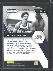 John Stockton 2021-22 Panini Prizm Draft Picks Red White Blue Prizm Series Mint Card #87