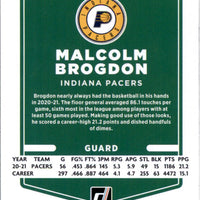 Malcolm Brogdon 2021 2022 Panini Donruss Green and Yellow Laser Series Mint Card #184