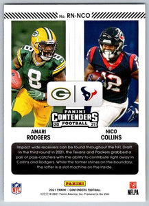 Nico Collins and Amari Rodgers 2021 Panini Contenders Round 3 Numbers Series Mint Card #RN-NCO