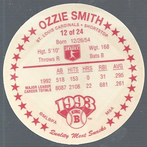 Ozzie Smith 1993 King-B Collector's Edition Disc Series Mint Card #12