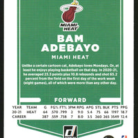 Bam Adebayo 2021 2022 Panini Donruss Green and Yellow Laser Series Mint Card #154