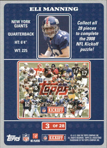 Eli Manning 2008 Topps Kickoff Puzzle Series Mint Card #3