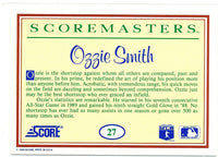 Ozzie Smith 1990 Score Scoremasters Series Mint Card #27
