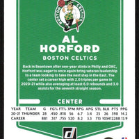 Al Horford 2021 2022 Panini Donruss Green and Yellow Laser Series Mint Card #52