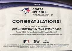 George Springer 2022 Topps Update Commemorative Batting Helmet Card #B