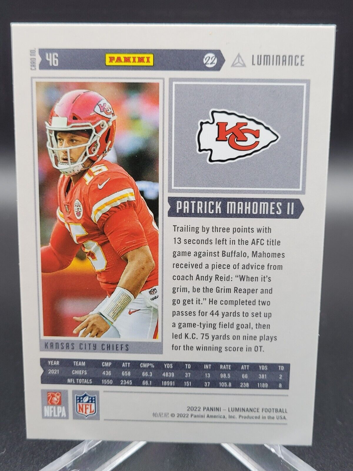 Sold at Auction: (#'d /50) 2022 Panini Obsidian Equinox Gear Patrick Mahomes