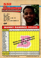 Manny Ramirez 1992 Bowman Series Mint Rookie Card #532
