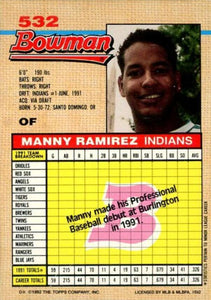 Manny Ramirez 1992 Bowman Series Mint Rookie Card #532