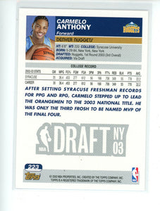 Carmelo Anthony 2003 2004 Topps Collection Gold Foil Series Mint Rookie Card #223