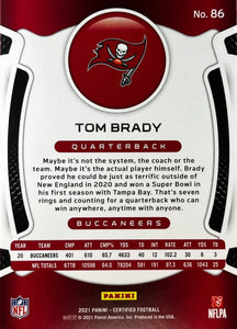 Tom Brady 2021 Panini Certified Series Mint Card  #86
