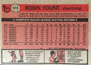 Robin Yount 1981 Topps Series Mint Card #515