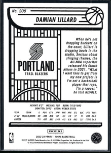 Damian Lillard 2022 2023 Hoops Basketball Series Mint Card #208