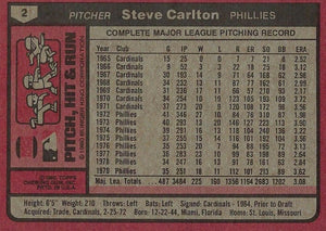 Steve Carlton 1980 Topps Burger King Pitch Hit & Run Series Mint Card #2