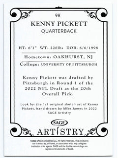 NFL 2022 Artistry Football Silver Kenny Pickett #98 [Rookie Card]