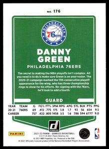 Danny Green 2021 2022 Panini Donruss Green and Yellow Laser Series Mint Card #176