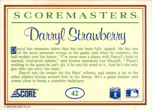 Darryl Strawberry 1989 Score Scoremasters Series Mint Card #42