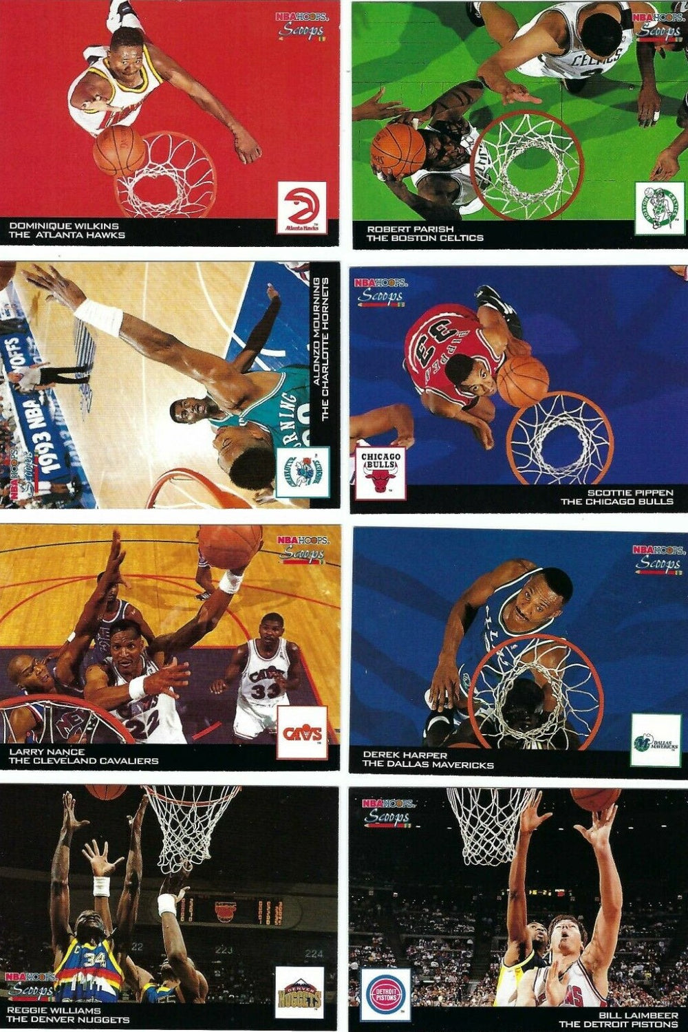 1994 1995 Hoops Scoops Insert Set with Patrick Ewing, Shawn Kemp, Charles Barkley++