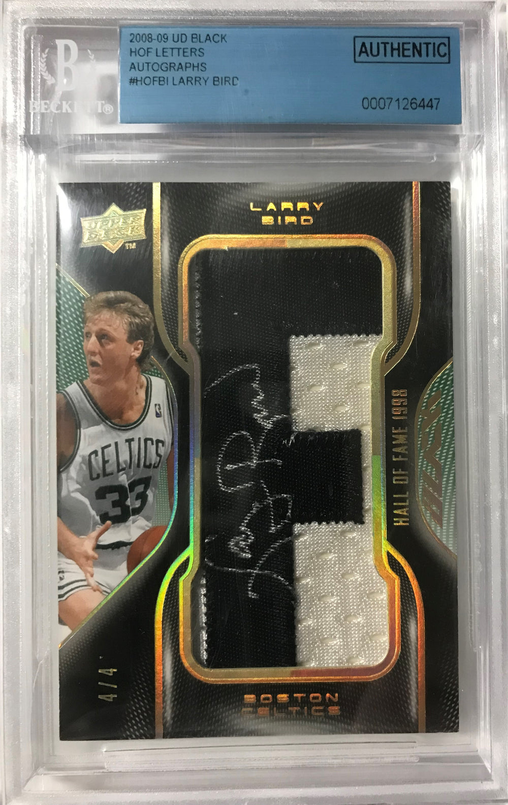 Larry Bird 2008 2009 Upper Deck UD Black HOF Nameplate Letter Patch Autographed Card. VERY RARE! ONLY 4 MADE!!