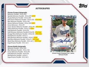 2021 Topps BOWMAN CHROME Baseball HTA CHOICE Series Box with 3 Autographed Cards