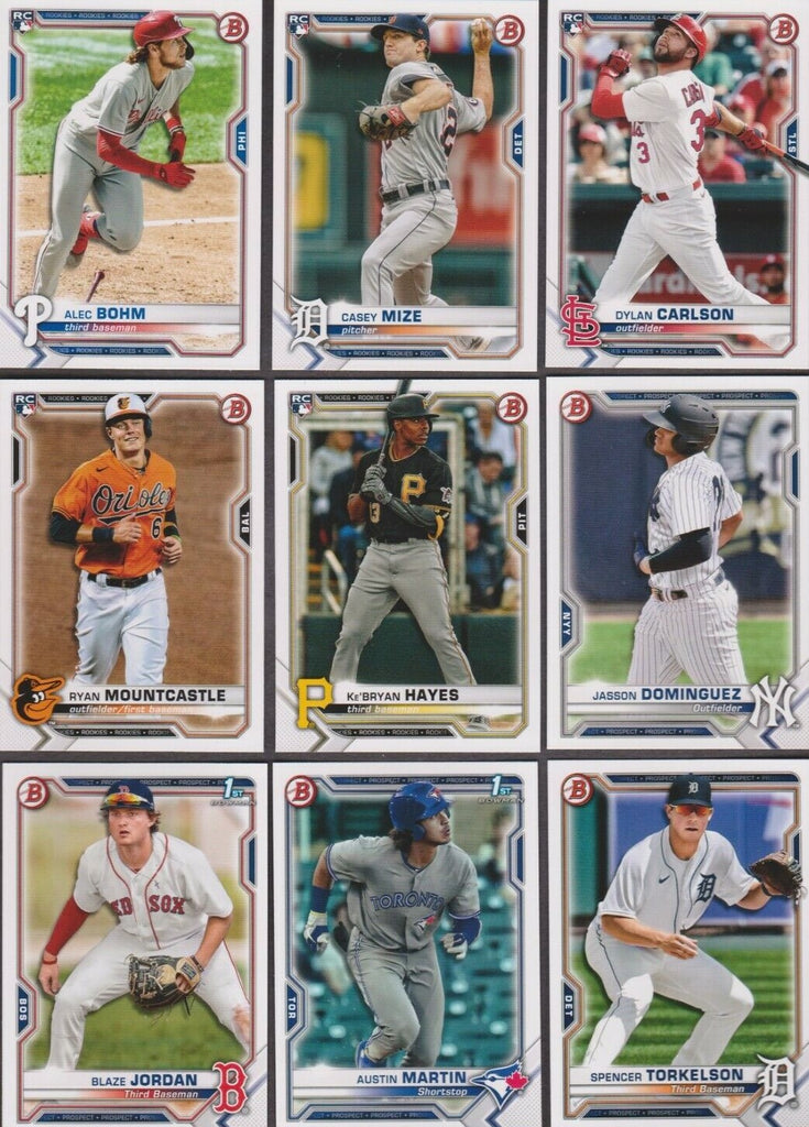2021 Bowman Baseball Series Complete Mint 250 Card Set with Stars, Pro