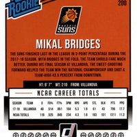 Mikal Bridges 2018 2019 Donruss Rated Rookie Series Mint ROOKIE Card #200