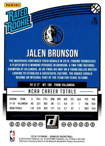 Jalen Brunson 2018 2019 Donruss Rated Rookie Series Mint Rookie Card #179