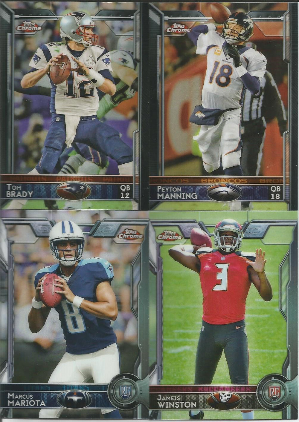 2015 Topps CHROME Football Series Complete Mint Set with Stars and Rookies Stefon Diggs, Jameis Winston and Tom Brady Plus