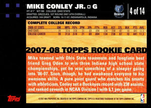 Mike Conley Jr 2007 2008 Topps Basketball Limited Edition Mint White Bordered Rookie Card #4 of 14