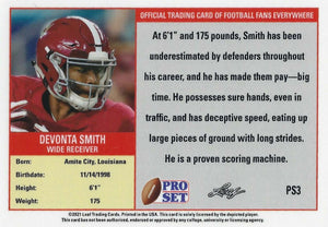 Devonta Smith 2021 Pro Set Leaf XRC Short Printed Mint Rookie Card #PS3