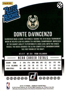 Donte DiVincenzo 2018 2019 Donruss Rated Rookie Series Mint Rookie Card #164