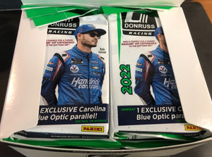 2022 Donruss Series NASCAR HUGE Cello Box (360 Cards) with 12 EXCLUSIVE Carolina Blue Optic Parallels