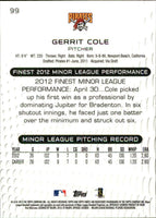 2013 Topps Finest Baseball Series Mint 100 Card Set with Gerrit Cole, Nolan Arenado and Manny Machado Rookies Plus
